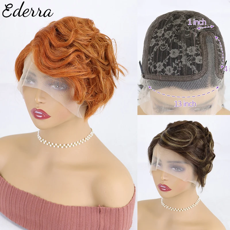 

Curly Pixie Cut Wig Human Hair Lace Closure Wig Pre plucked Short Bob Wig 13x1 Lace Front Wigs For Women Human Hair Wigs