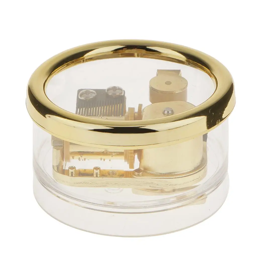 

Acrylic Round Shaped Transparent Clockwork Music Box Toy Gift for Kids&Children-Gold