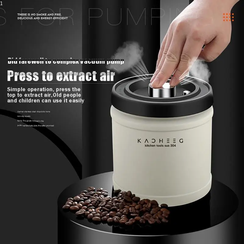

Stainless Steel Coffee Bean Storage Jar Vacuum Sealed Coffee Container Food Airtight Storage Can Kitchen Organizer Accessories