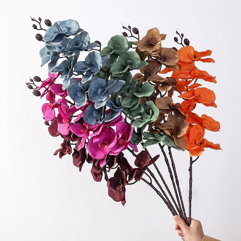 

96 см искусственные цветы, Бабочка, Орхидея, букетка, 9 планций для домашнего декора, свадебное украшение, искусственная Орхидея