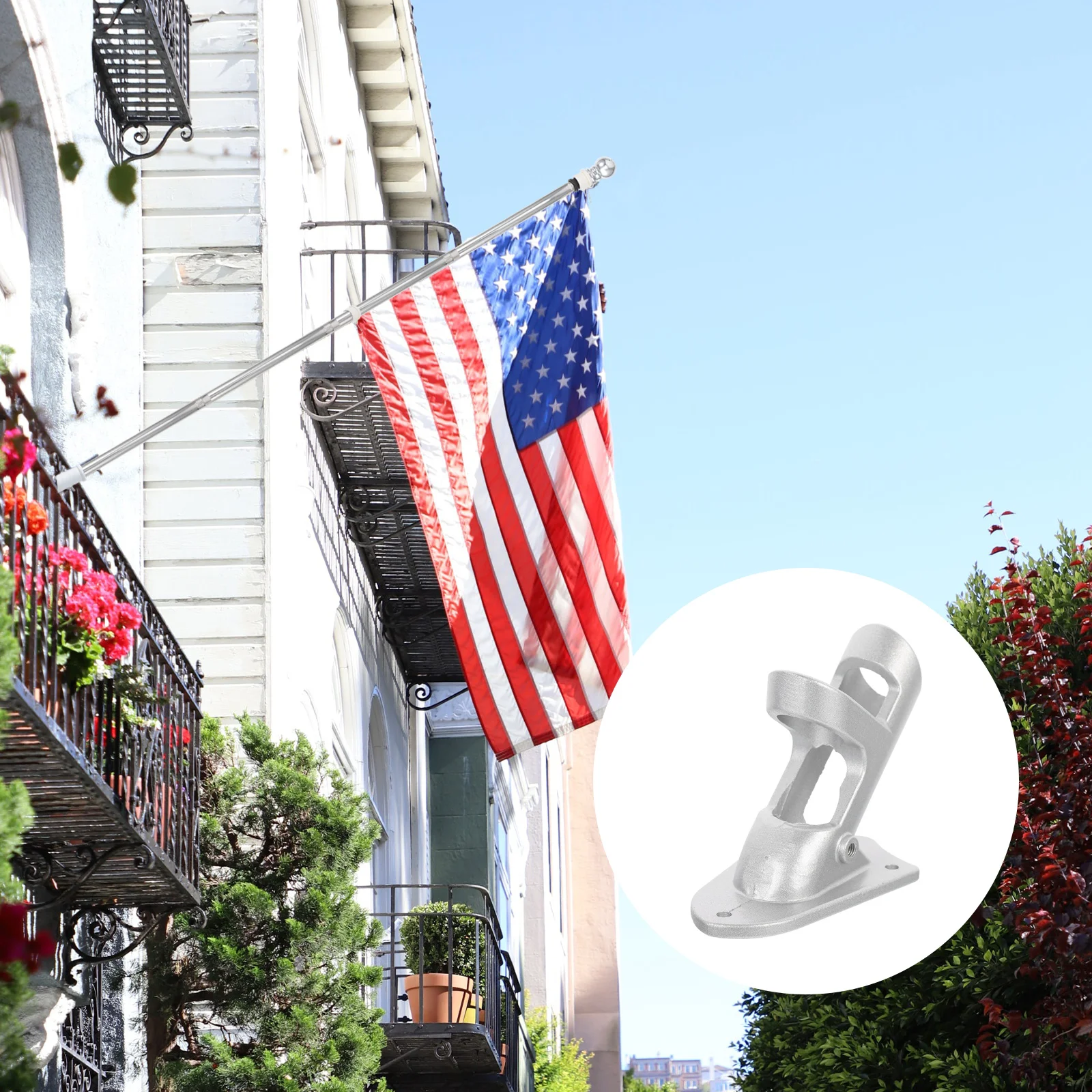 

Two-position Flag Pole Holder Wall Mounted Flagpole Bracket Alloy Flag Pole Bracket