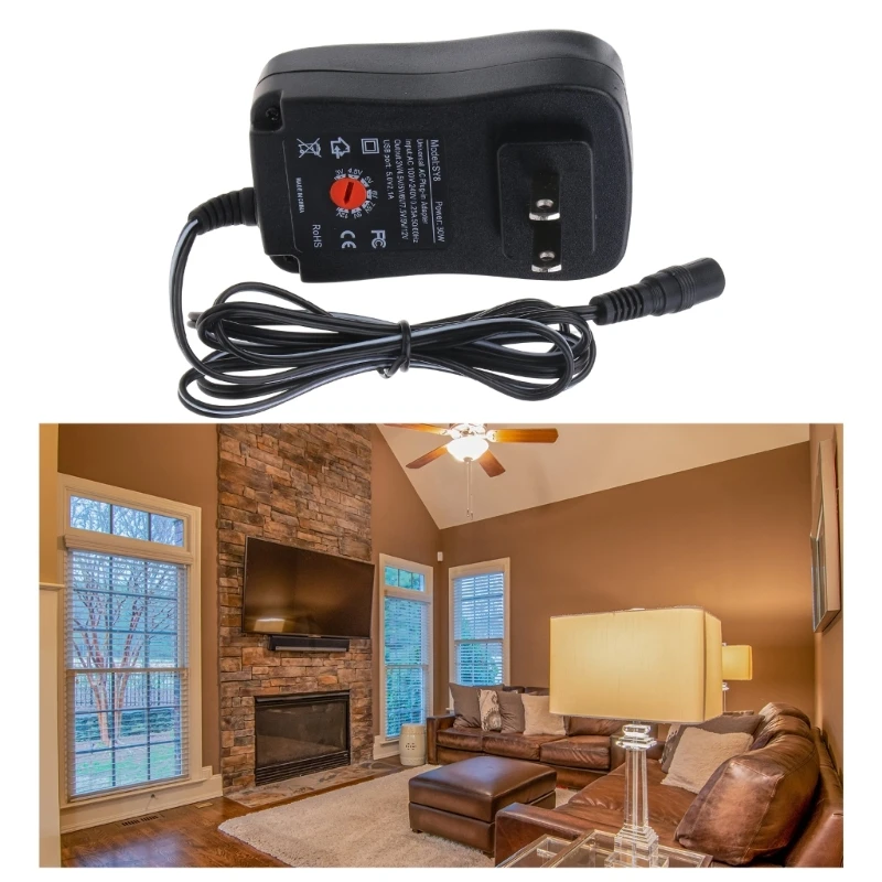 

30W 3V-12V Adjustable Power Supply Adapter with Usb Output 6 Tips AC100-240V