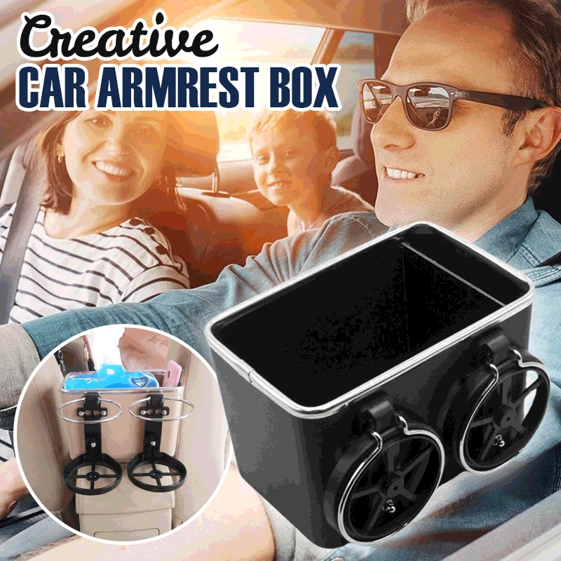 

Multifunctional Car Tissue Box Inner Cup Holder Car Drawer Box Creative Car Armrest Box car storage Dropshipping