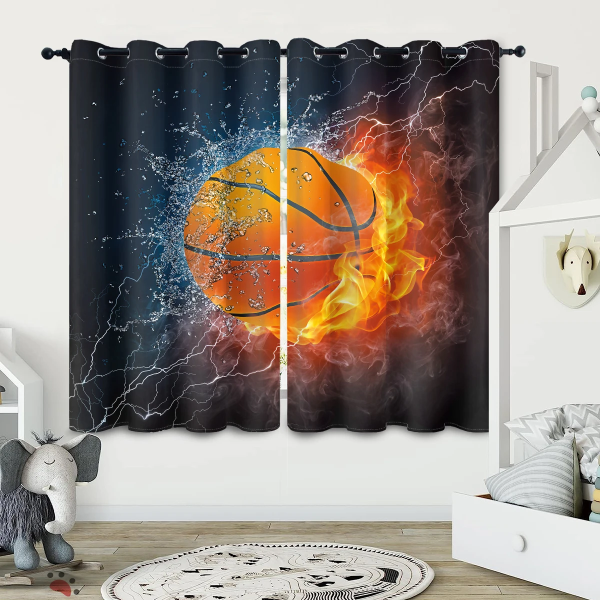 Двойная баскетбольная огненная занавеска с крово-красным дизайном для
