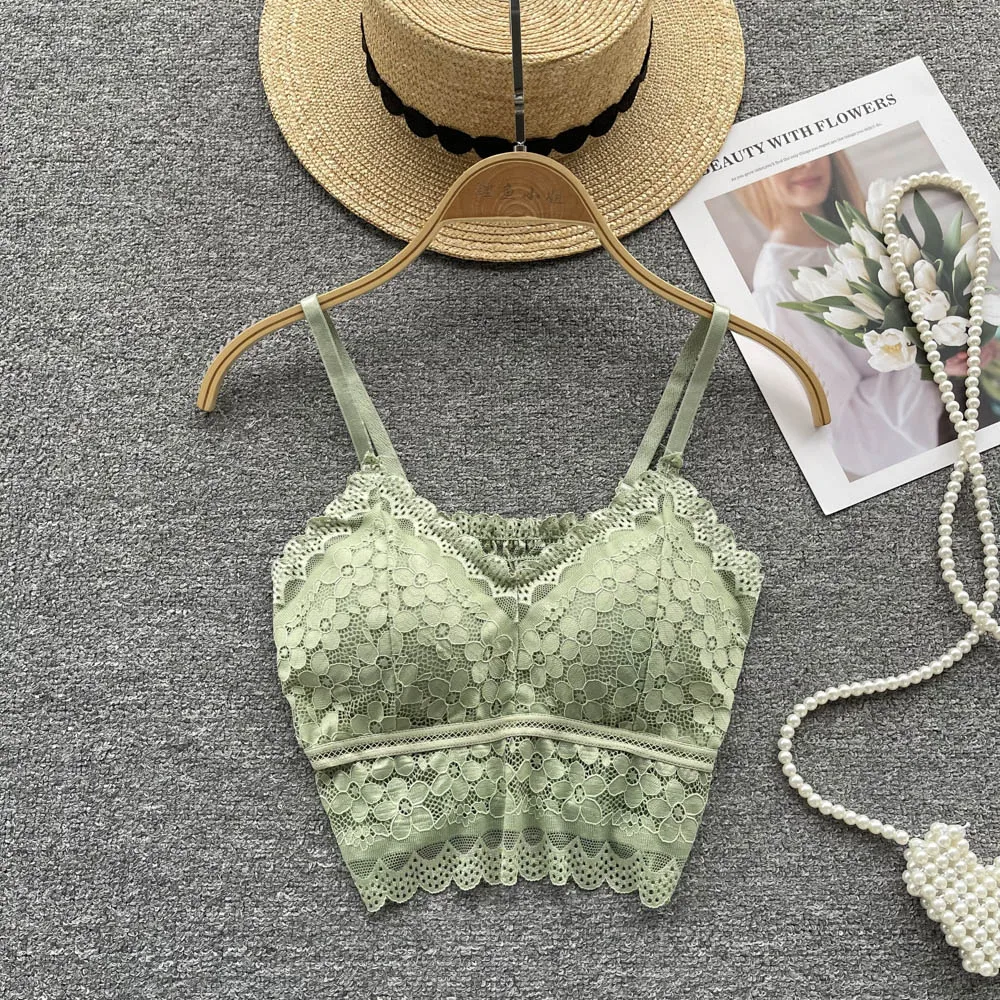 

Женский кружевной топ с трехмерным цветочным рисунком, V-образный вырез, без рукавов, с открытыми плечами, с цветочным рисунком, зеленый топ ...