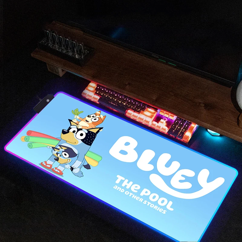 

Большой коврик для мыши B-bluey, Rgb коврик для мыши, украшение игровой комнаты, светодиодный коврик для мыши, подсветка, дешевый ПК, игровой шкаф, Задняя панель для настольного компьютера