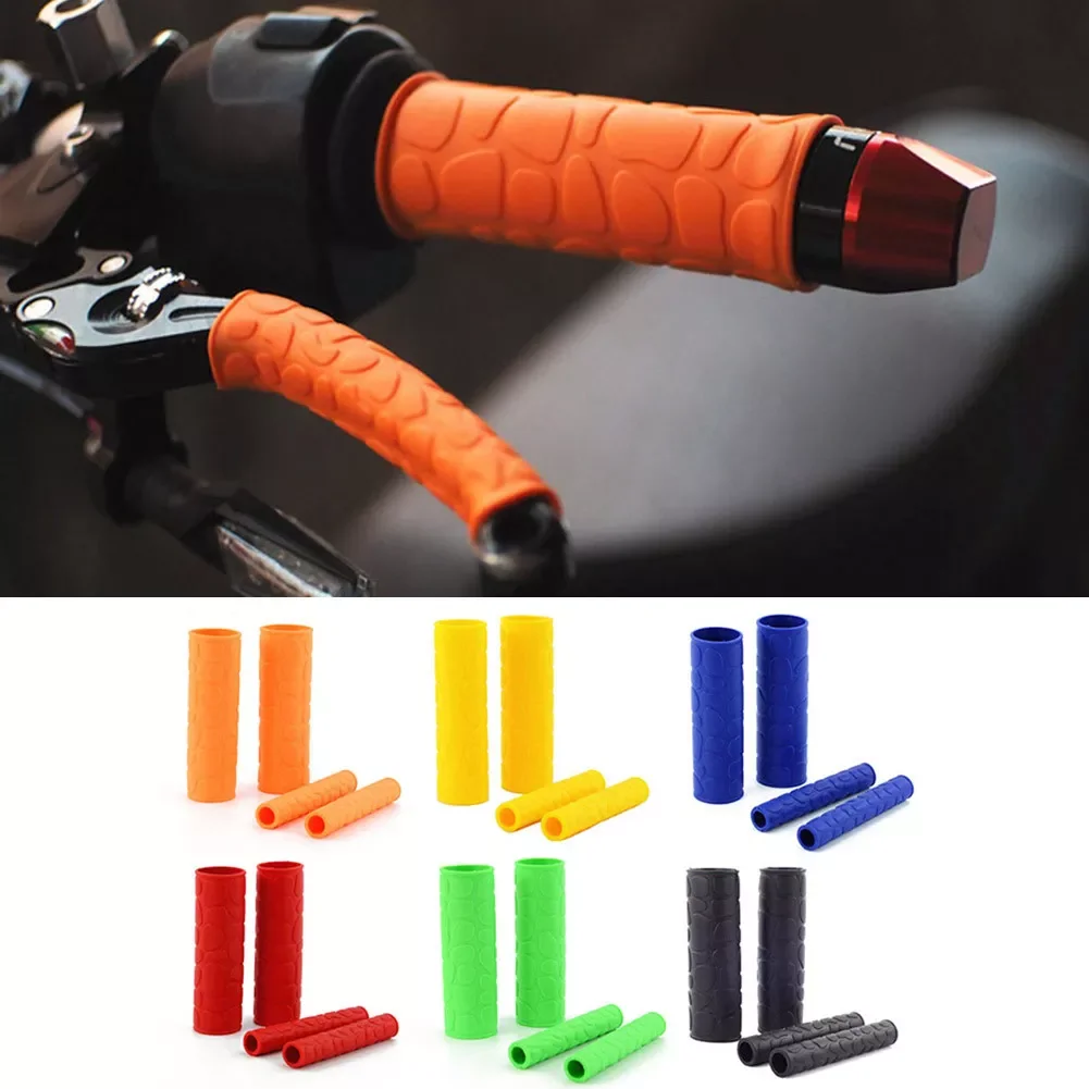 

Motorcycle Handlebar Grip Brake Lever Cover Protector Soft Silicone Case 2 X Motorcycle Grips+2 XHandlebar Brake Covers