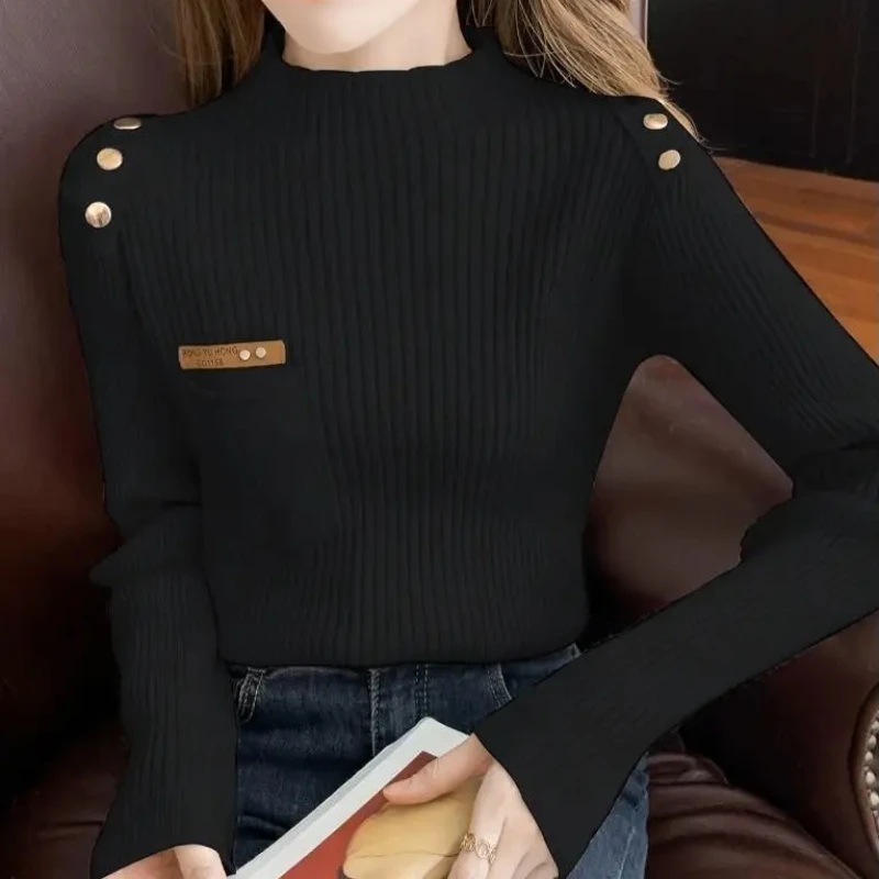 Базовый Женский пуловер с длинным рукавом вязаные свитера в Корейском стиле для