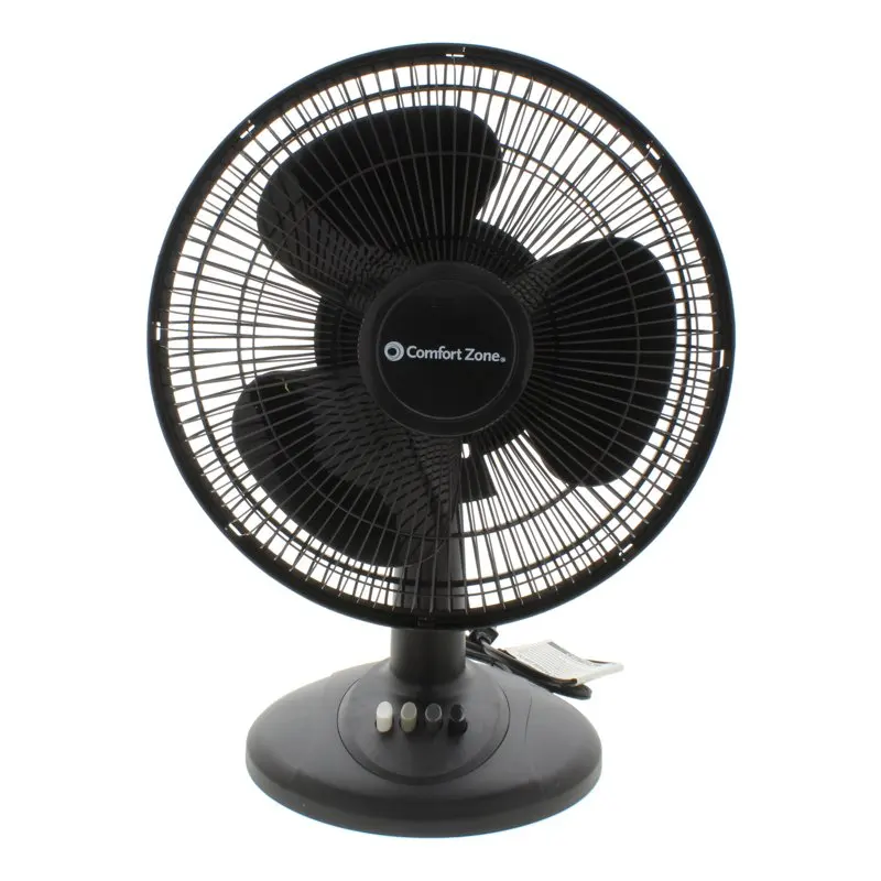 

3-Speed Oscillating Table Fan with Adjustable Tilt, Convenient Push Button , Quiet Operation, Black