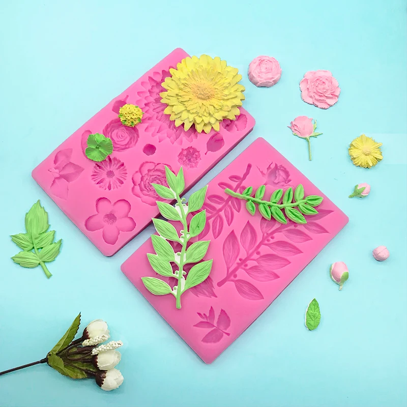 

Daisy sunflower lotus leaf rose cake edge design silicone mold, chocolate flipping sugar mold cake baking tool