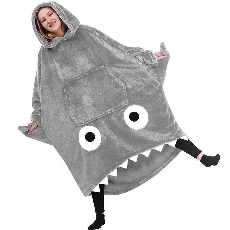 

Hoodie Blanket Fluffy Fleece Blanket Hoodie for Women Men, Family Matching Wearable Hooded Blanket