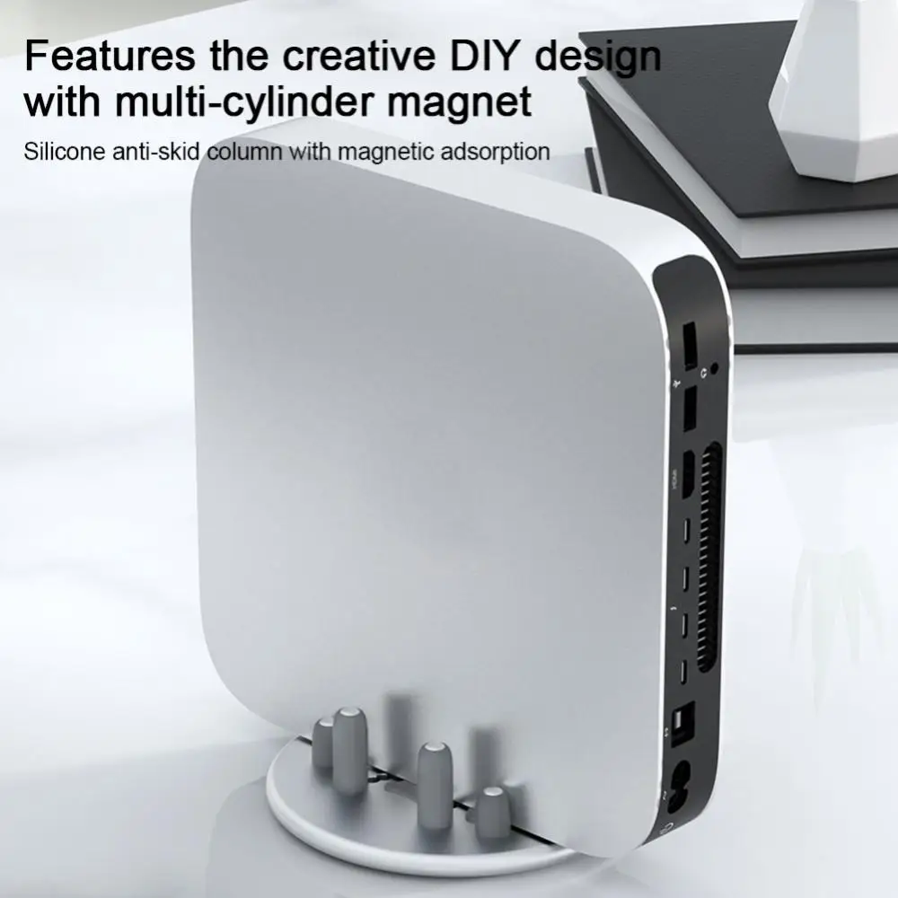 Non-slip Silicone Convenient Mobile Phone Holder Adjustable Organizer Holder Magnetic Non-slip Desktop Vertical Stand Silver