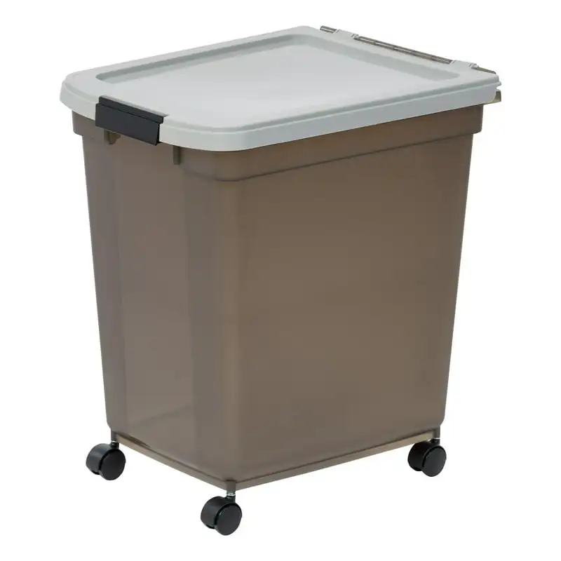 

USA, 50lb Airtight Sealed Dog or Cat Pet Food Container, Smoke Gray