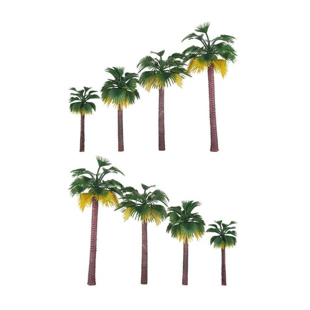 

8 Pcs Rainforest Plastic Palm Tree Model Tropical Scenery DIY Handmade Material Mini Coconut Tree Model(16CM, 13CM, 10CM, 8CM