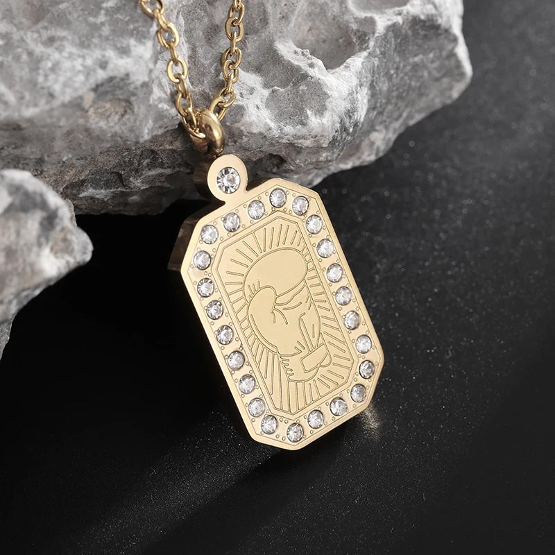 Модное ожерелье с кулоном в стиле хип-хоп из нержавеющей стали цирконом для