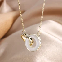 2022 new 14k opal necklace womens simple design korean fashion roman letter drop glaze clavicle chain for women party wedding