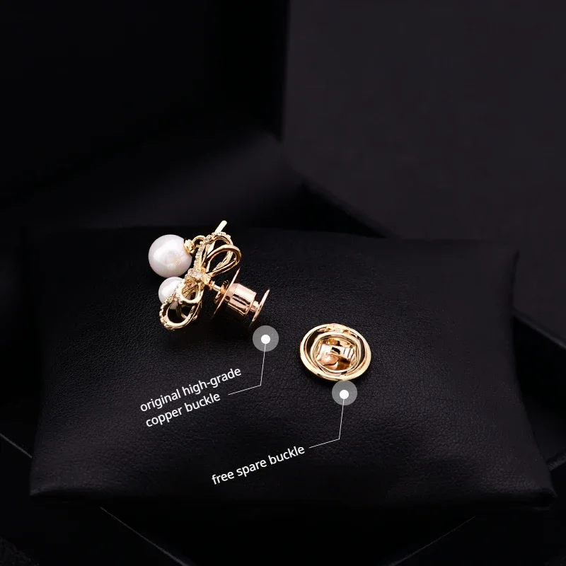 Брошь с жемчужным бантом Женская антиэкспозиционная фиксирующая пряжка в