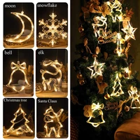 suction cup christmas led lights santa elk snowflake star lamp for xmas tree hanging pendants new year holiday home window decor