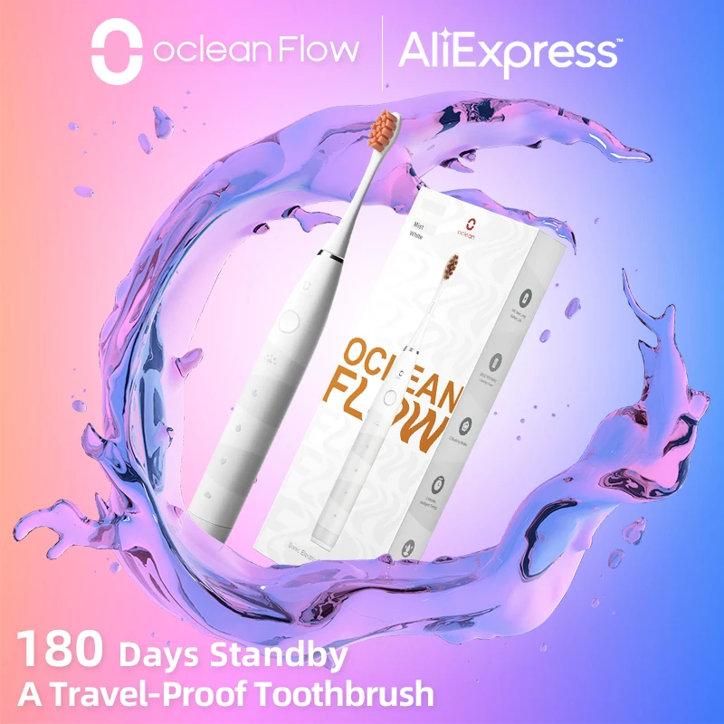 Oclean Flow Smart Sonic Electric Toothbrush Set Rechargeable Automatic Ultrasonic Teethbrush Kit IPX7 Ultrasound Dental Whitener