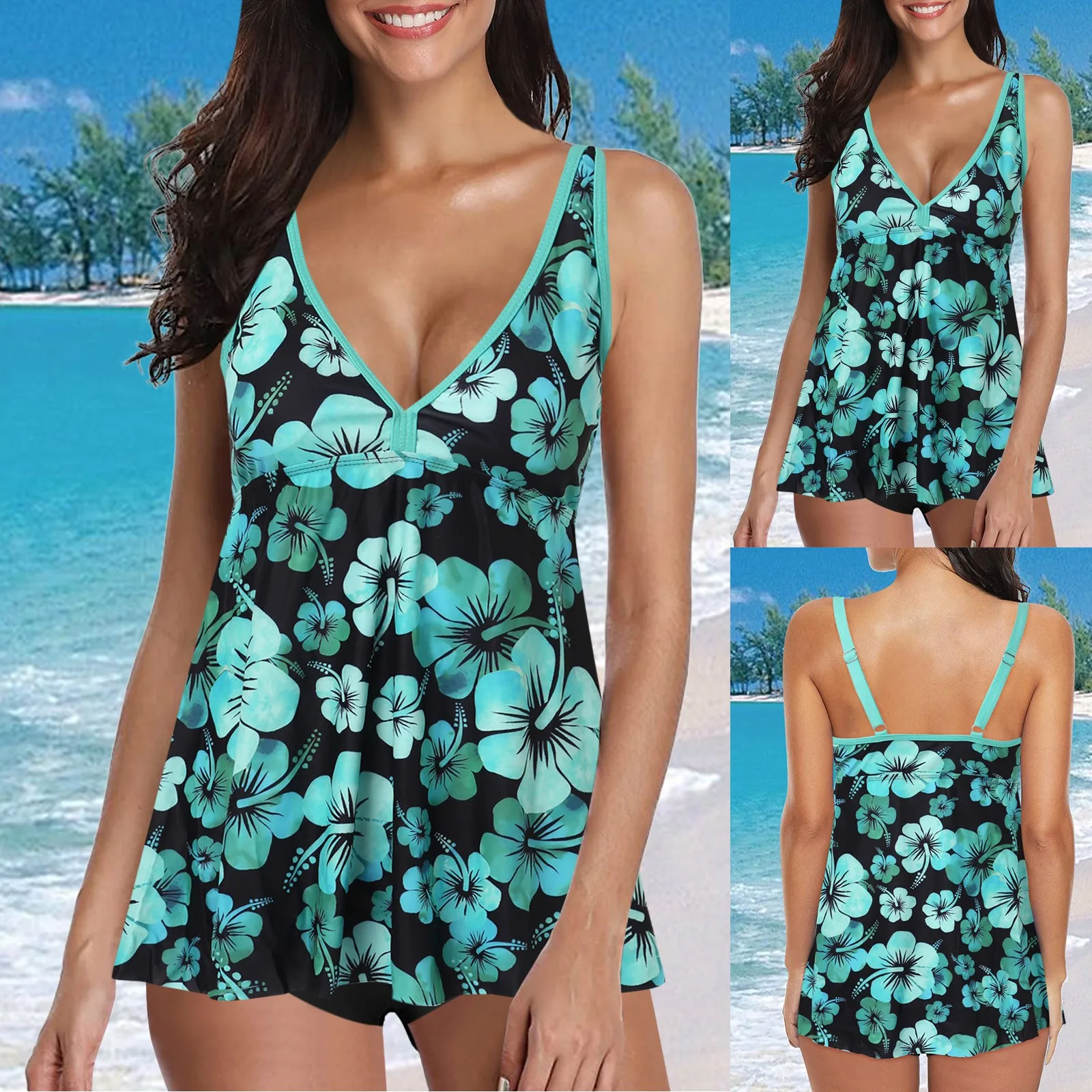 

Новинка 2023, Раздельный купальник, женские большие танкини, женский купальник, летний купальный костюм из двух предметов