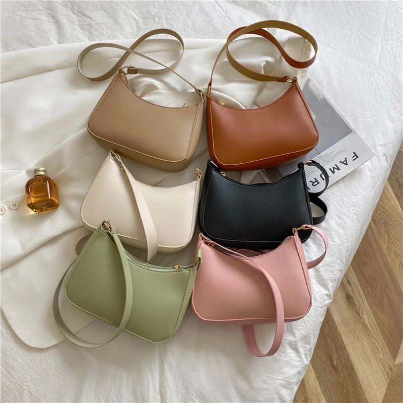 

Women's Fashion Square Bag Retro Solid Color PU Leather Shoulder Handbags Underarm Bag Casual Hobos Handbag PU Totes Bags