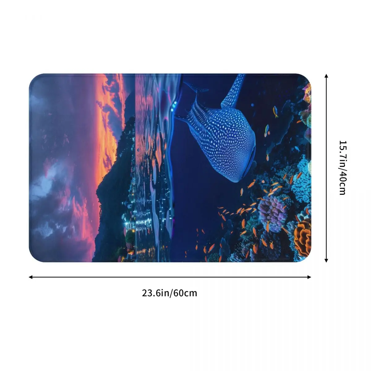 Яркий коврик для передней двери Majestic Whale Shark противоскользящий впитывающий дома