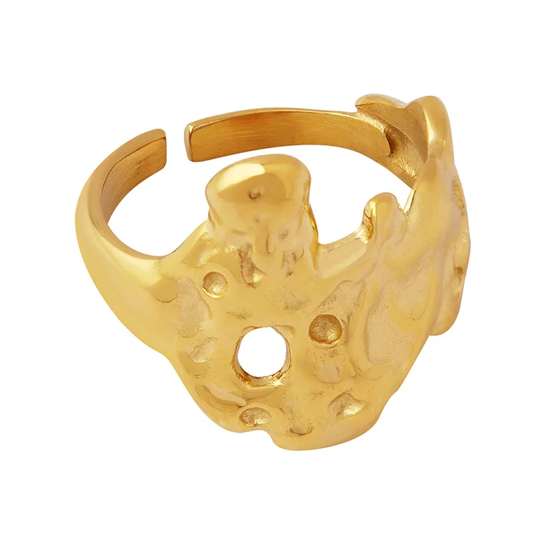 

Women Rings Irregular Wrinkled Water Ripple New Stainless Steel Ring Ins Niche Design Fashion Finger Jewelry Party Accessories