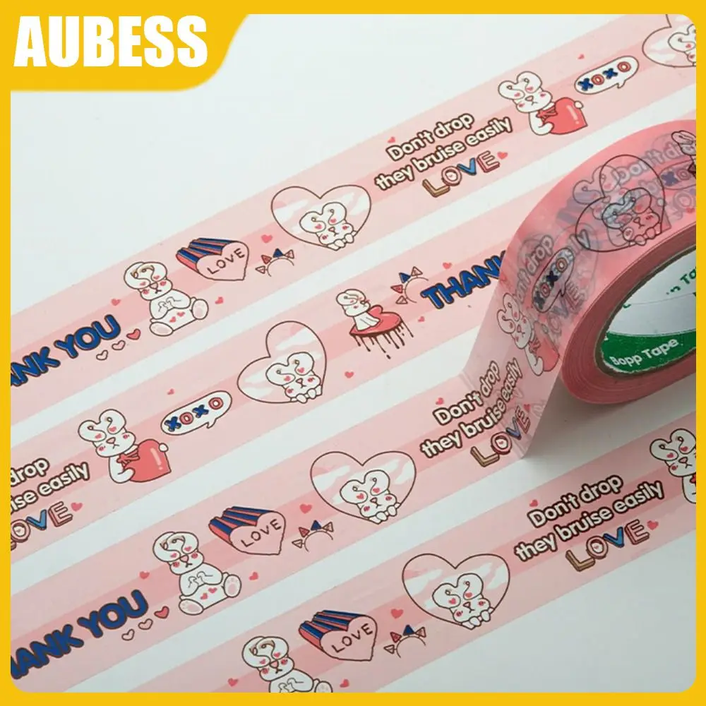 

Экологически чистая лента, полипропиленовая мультяшная печатная лента, мультяшная фотобумага, розовый цвет, канцелярские принадлежности, Нетоксичная клейкая бумага, 1 шт.