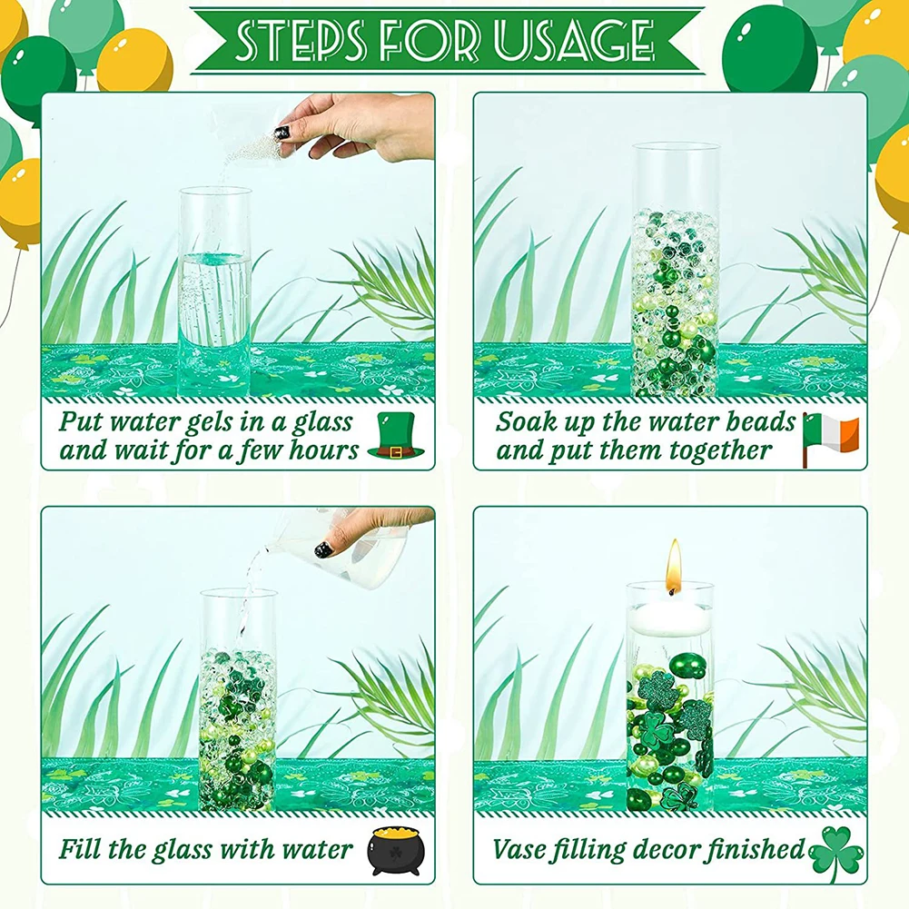 

Floating Pearls Décor 2036 Pieces Clear Water Bead Colourfast Reusable Shamrocks Ornament St. Patrick\\'s Day Drop Shipping