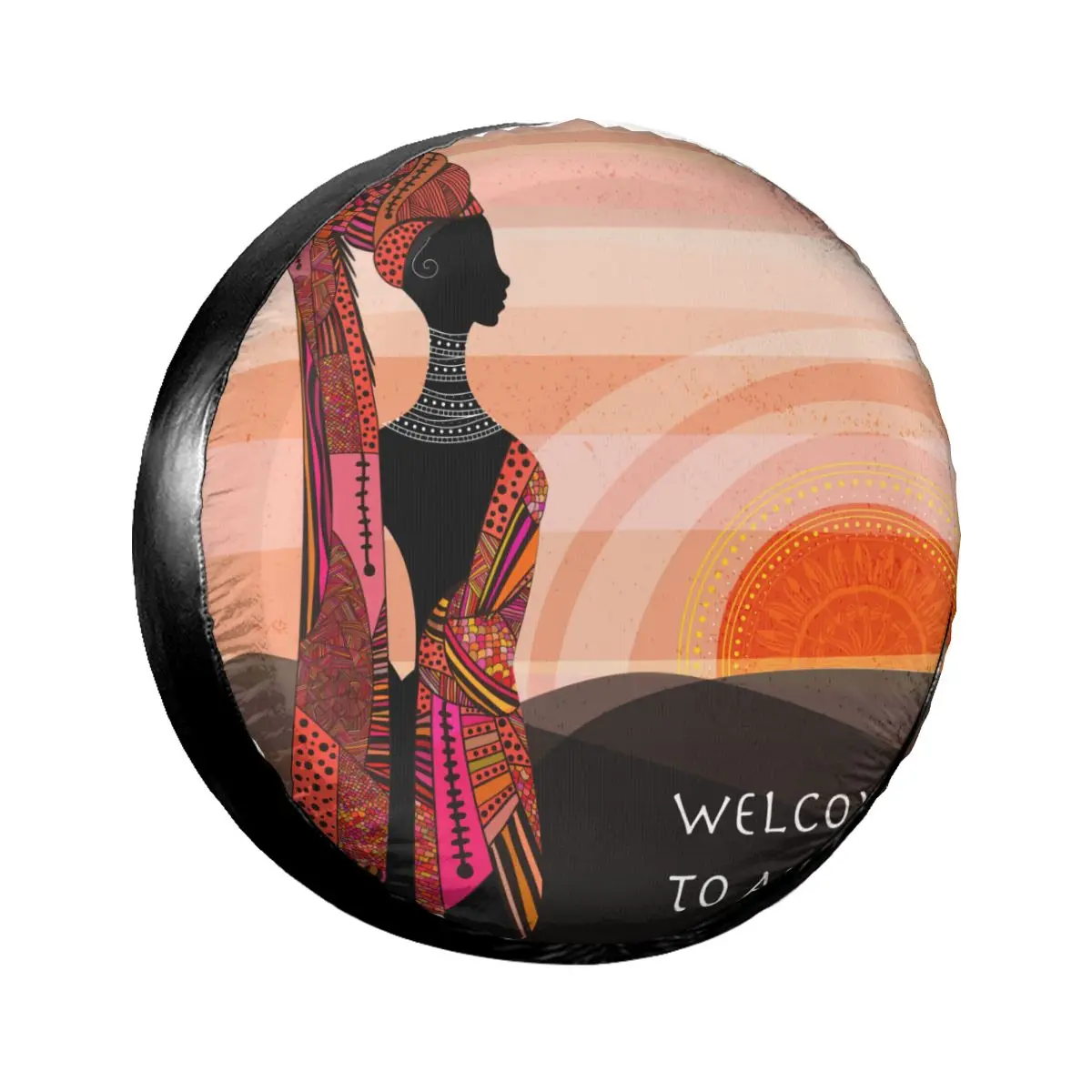 

1PC Car Spare Tire Cover African Woman Looking At Mountains Auto Wheel Tire Storage Bag Vehicle Tyre Dust-proof Protector