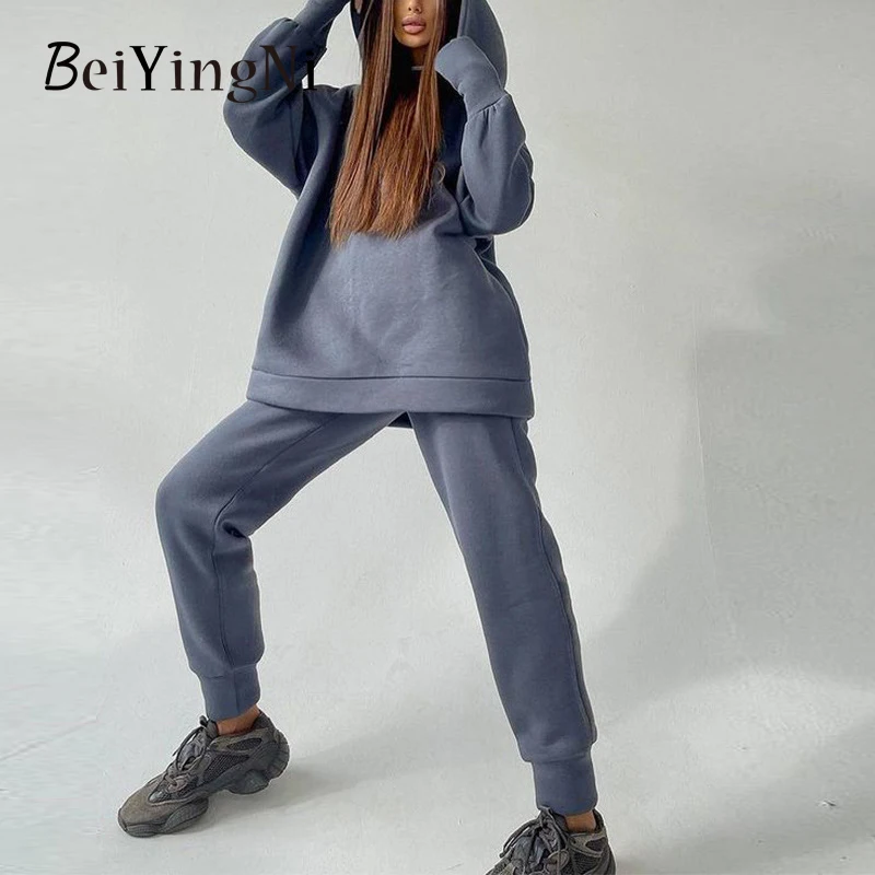 

Beiyingni Autumn Winter Tracksuit Women's Streetwear Tracksuit Fashion Hoody Pencil Pants Fashion Two Piece Sets Womens Outifits