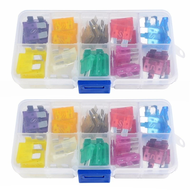 

100 шт., набор предохранителей для автомобилей 3A-40A + коробка