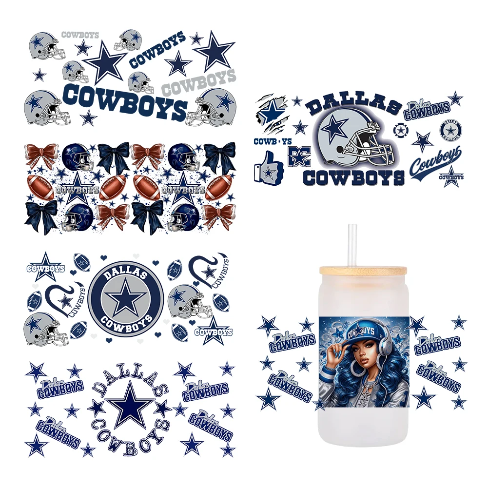 W Sport Team 11x24cm 16oz Can Glass Wrap Наклейка Водонепроницаемая УФ Dtf Кофейное стекло