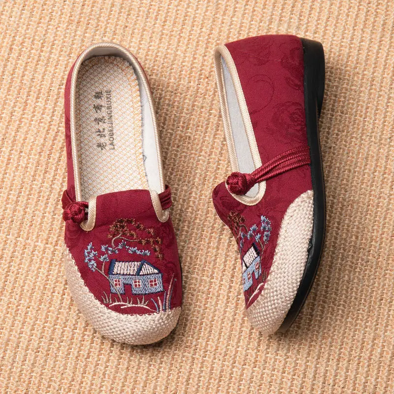 

2023 Cloth Shoes Spring Women's Tennis Shoes Medium and Old Age Flat Bottom Mom's Shoes Breathable and Non Slip Grandma's Shoes