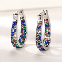 mult colors crystal u shaped hoop earring for women hypoallergenic jewelry for sensitive ears large big hoop earrings