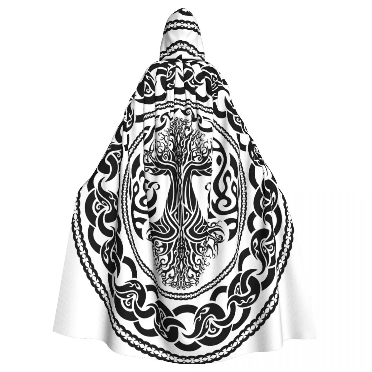 

Adult Cloak Cape Hooded Tribal Viking Amulet With Yggdrasil Medieval Costume Witch Wicca Vampire Elf Purim Carnival Party