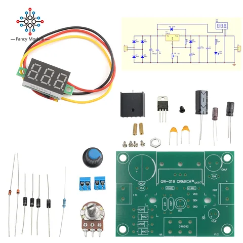 LM317 Regulador de tensão ajustável Passada do módulo de alimentação Diy Kit Electric com a placa do medidor de LED