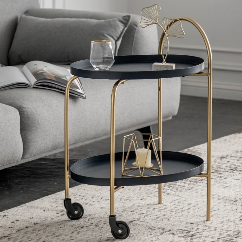 

Скандинавский домашний диван для гостиной, двухслойный боковой столик, маленькая железная тележка, Минималистичная подвижная стойка для к...