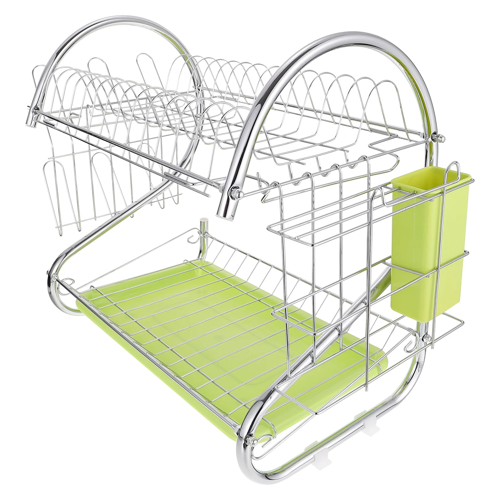 

Household Dish Drying Rack Dish Drainer Iron Tableware Draining Storage Stand (Green)