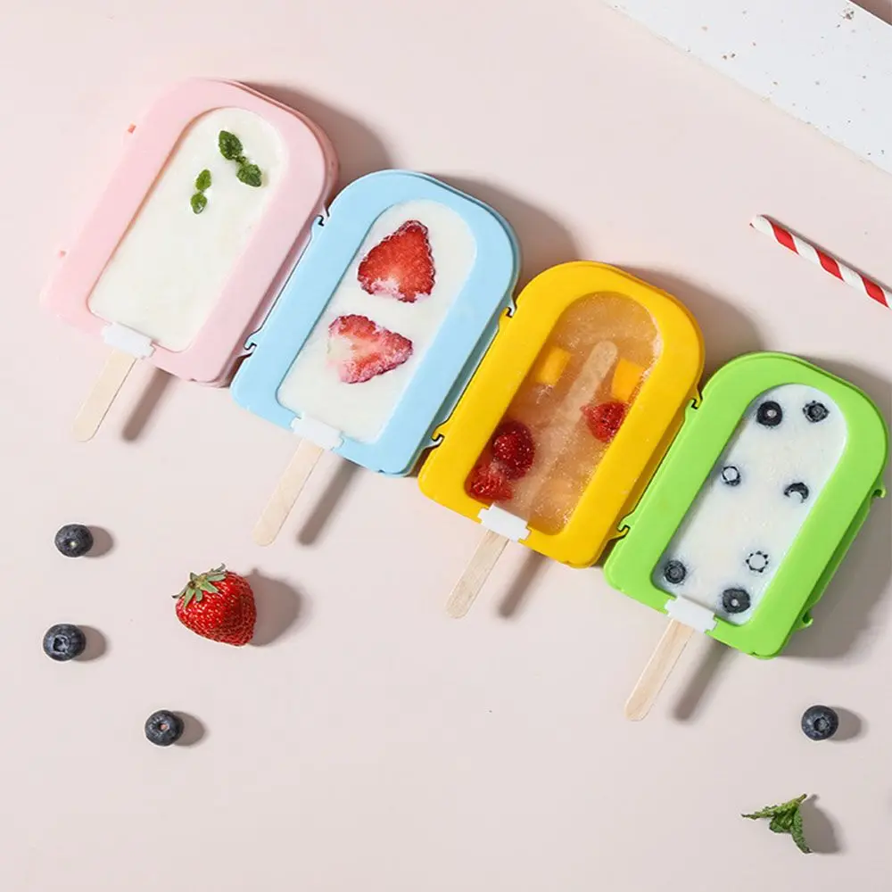 

Форма для домашнего мороженого, кухонная Пластиковая форма для мороженого с крышкой, Штабелируемая с деревянным лотком для мороженого, дом...