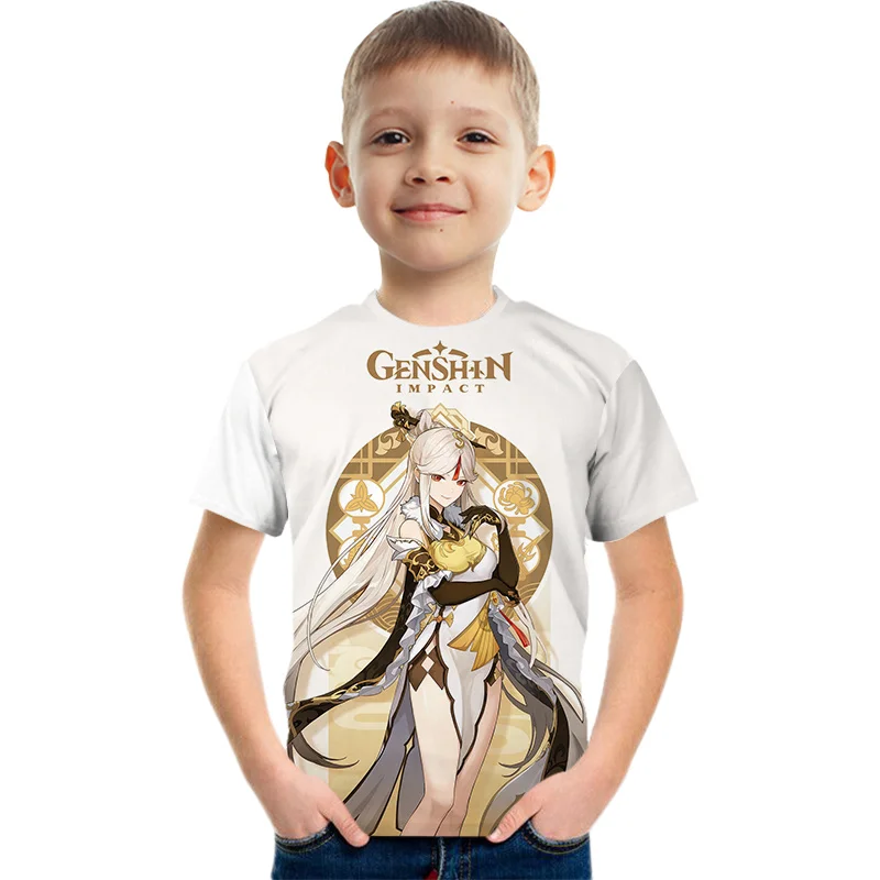 

Genshin Impact Tshirt Arataki Itto T-shirt Game Graphic T shirts Girls Kawaii Clothes Girls Oversized Casual Tops Boys 4-14T
