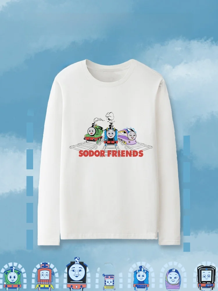 Thomas Train Long sleeves Shirt Children 2024 New Pure Cotton Clothes Autumn Boys Fashion Brand Cartoon T-shirt