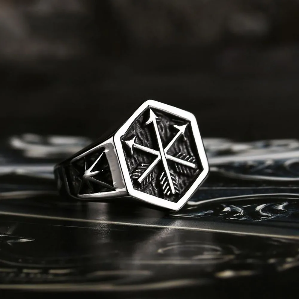 

Vintage Viking Compass Arrow Ring Punk Biker Stainless Steel Viking Ring Men Fashion Hip Hop Hippie Nordic Jewelry Wholesale