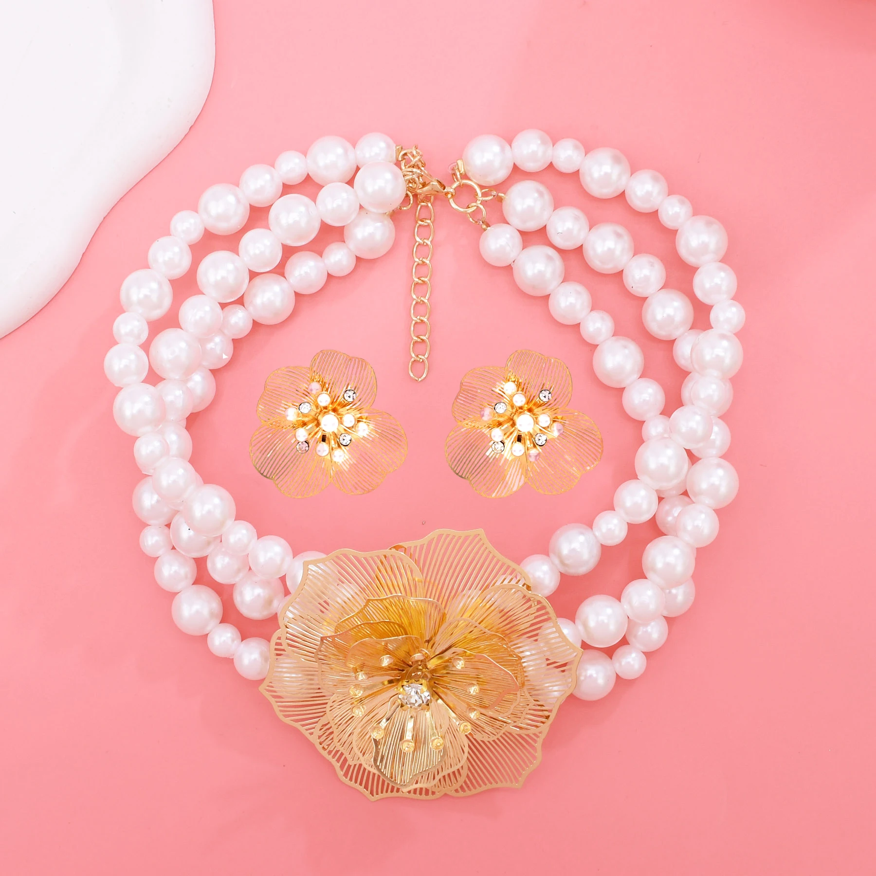 2 шт. модное многослойное ожерелье с подвеской в виде цветка камелии и