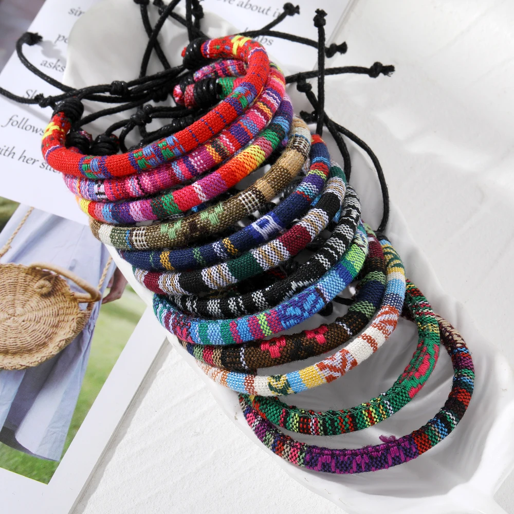 Плетеный этнический браслет FNIO в стиле бохо для женщин и мужчин тканевый ремешок