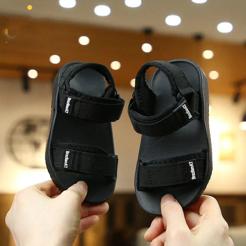 

Summer New Canvas Sandals Boys Girls Sandals Solid Color Soft Soled Anti-Slip Children Kids Shoes Summer Beach Sandals