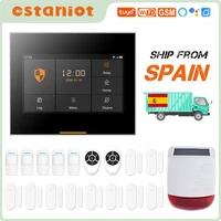 Ostaniot Tuya Smart Wireless GSM WIFI Home Security Alarm System with Outdoor Solar Siren Compatible with Alexa and Google Home
