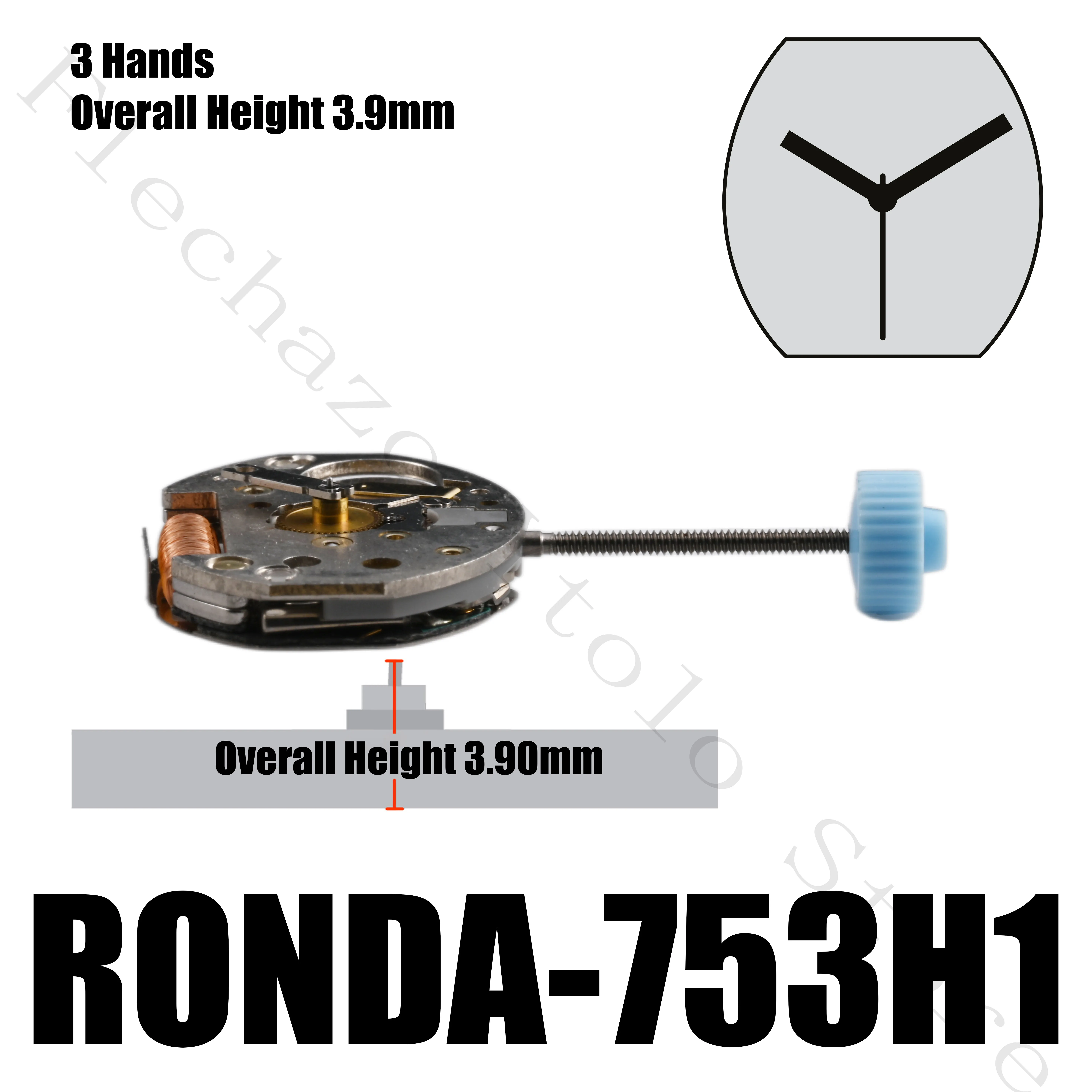Механизм 753 высокая трубка H1 H2 H3 швейцарский механизм RONDA кварцевый с тремя