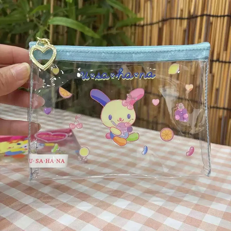 Фото Милый пенал Usahana Kawaii, прозрачный, с принтом, из ПВХ, сумка для хранения, мультяшная косметичка на молнии, аниме-аксессуар, подарок для друга №2