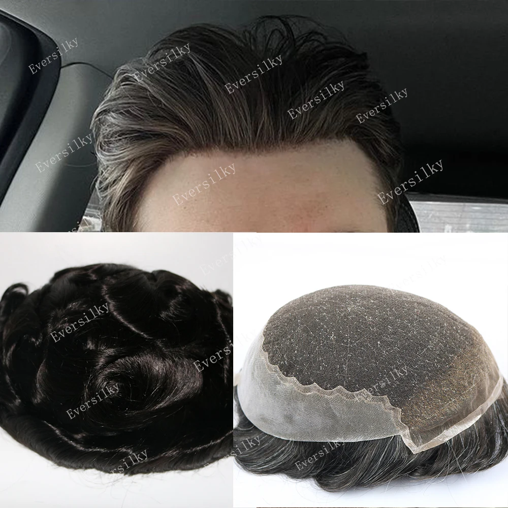 

Swiss Lace & Thin Skin Pu Male Wig 100% Indian Remy Human Hair System Natural Hairline Lace Front Men Toupee Black Prosthesis